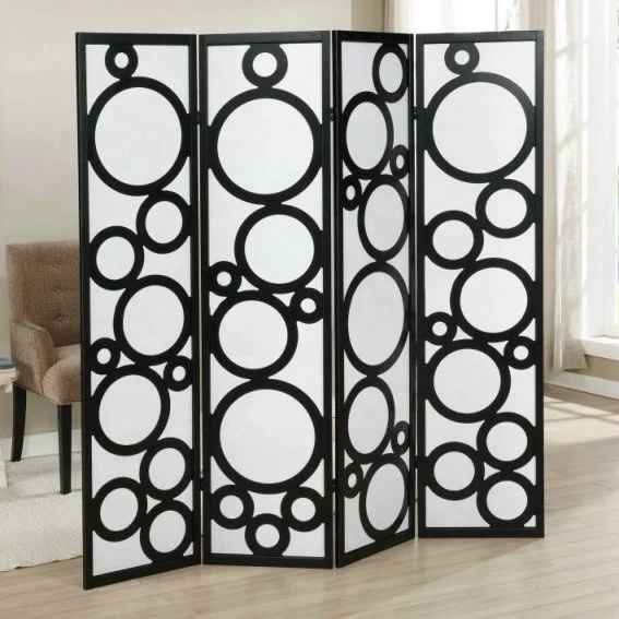 Vietnam Pine Wood Frame Movable Folding Screen Room Divider Nonwoven