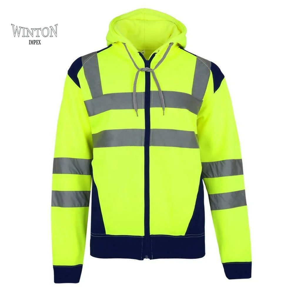 OEM Hi Vis Orange Thermal Safety Bomber Jacket Workwear Clothes Safety Jacket Work Wear With Reflective Tapes Working Clothing