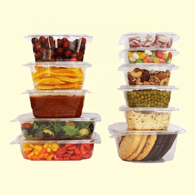 Food Grade RPET Plastic Vegetable Clamshell Packaging 16 oz