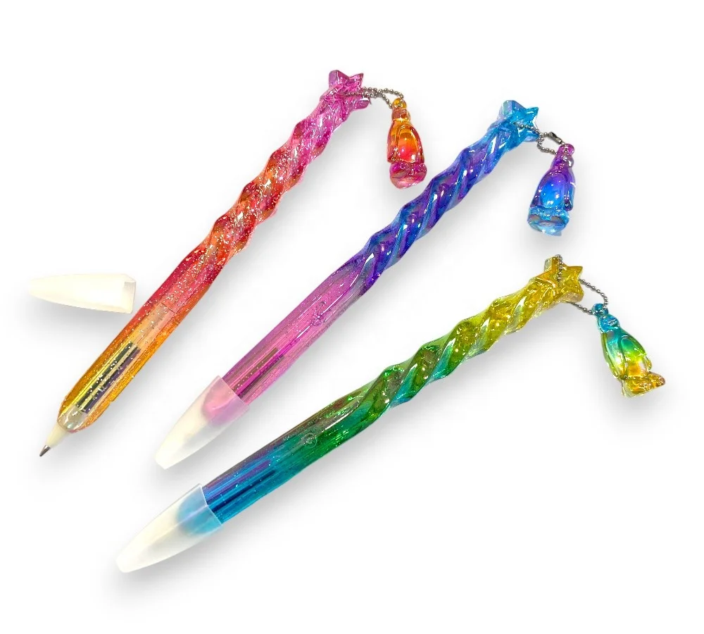 Cute Pens Satin Colored Pens with Glitters School Stationery Kids Gift Smooth Writing Pens