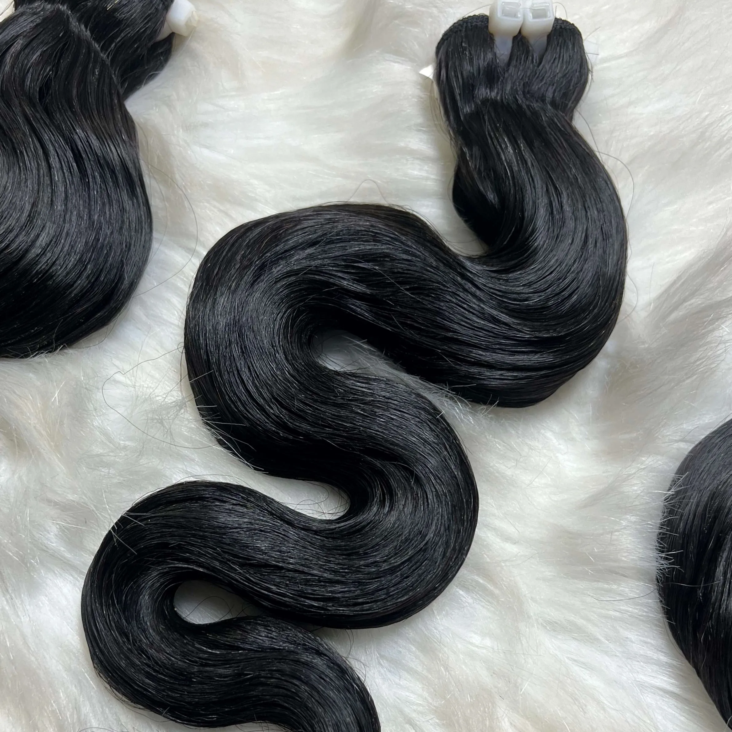 Single Donor Raw Cambodian Hair Vendors High Quality Black Body Wave Weft Machine Double Drawn Bundle From Qhair