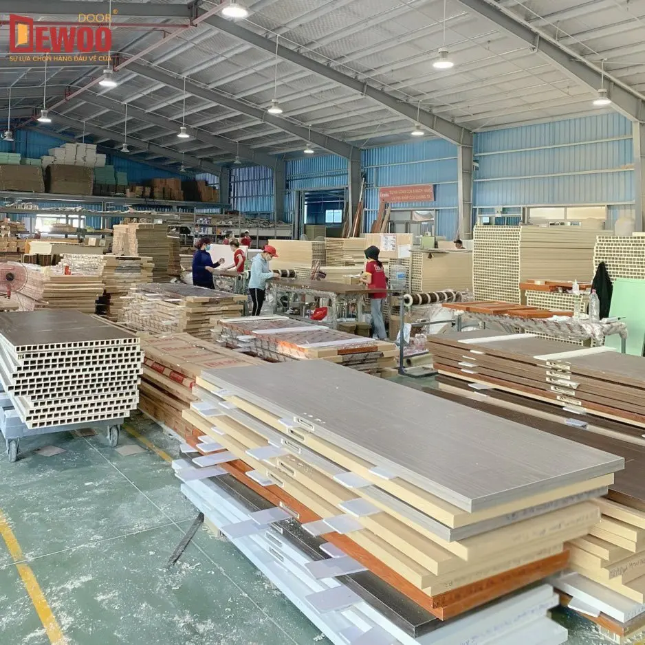 WPC Laminated Door With For Hotel House Dewoo Joint Stock Company Waterproof WPC Doors Professional Factory Custom Moulded
