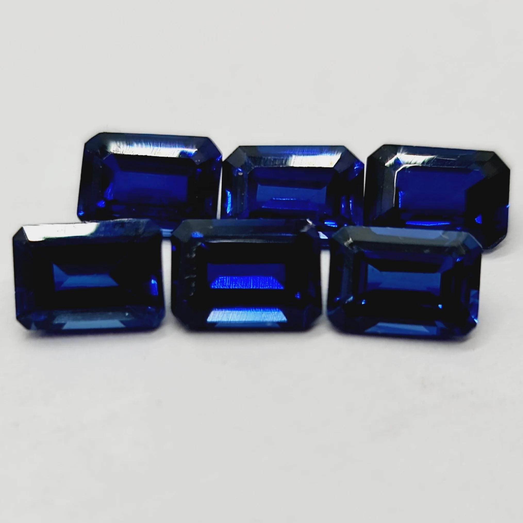 Loose Created Blue Sapphire Gemstone Emerald Cut Or Octagon Cut Or Step Cut Made On Custom Orders In Wholesale Prices In all Oth