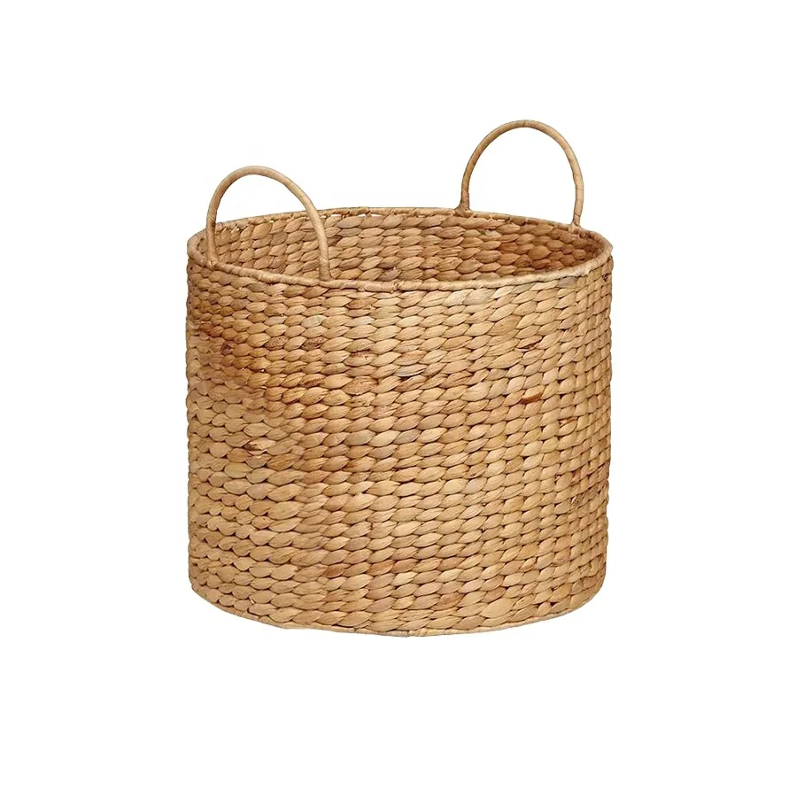 Seagrass Storage basket With Handle Home Basket Handmade Water Hyacinth Round Round Seagrass Basket With Handle