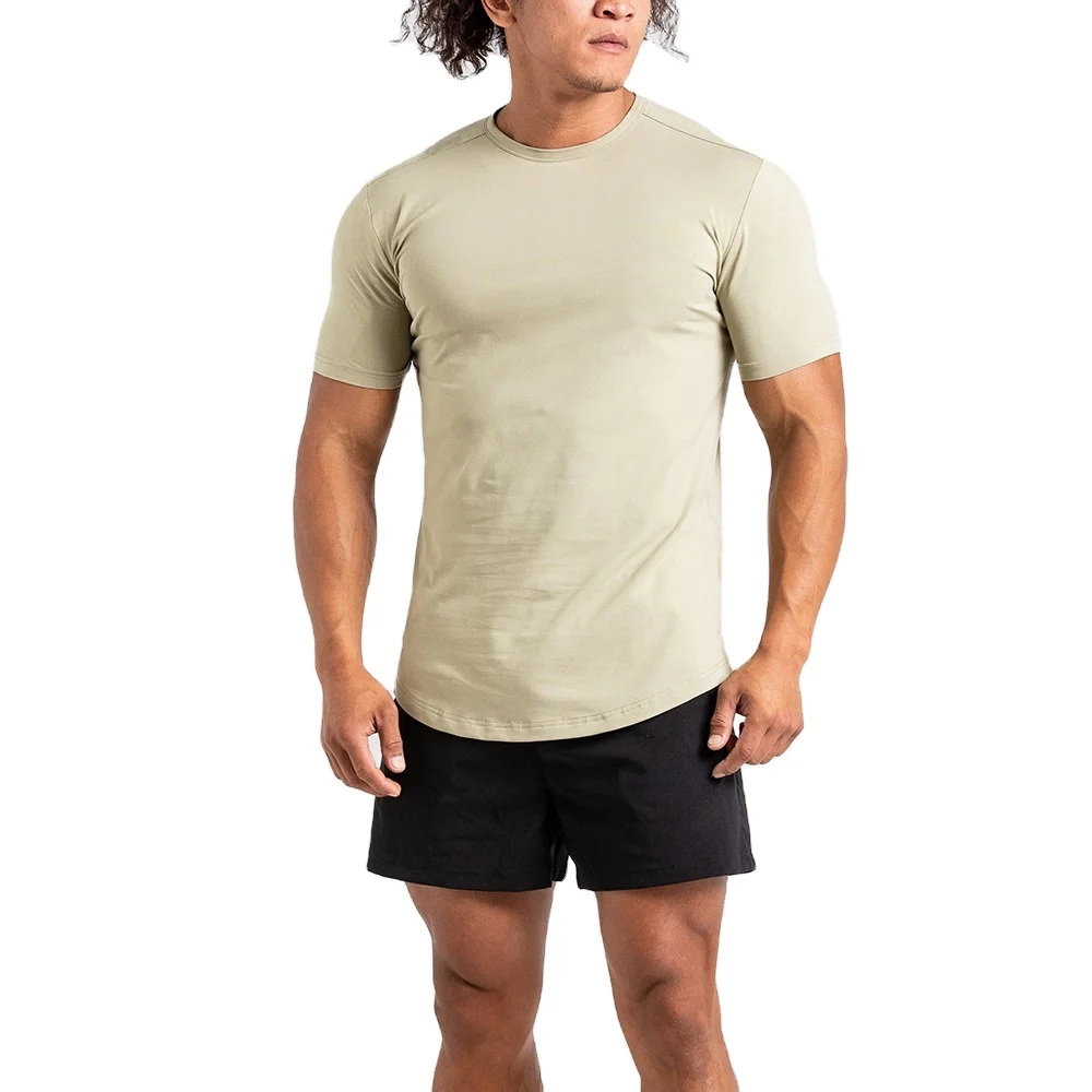 Низкая цена Высококачественная хлопковая ткань однотонная мужская футболка с коротким рукавом и круглым вырезом