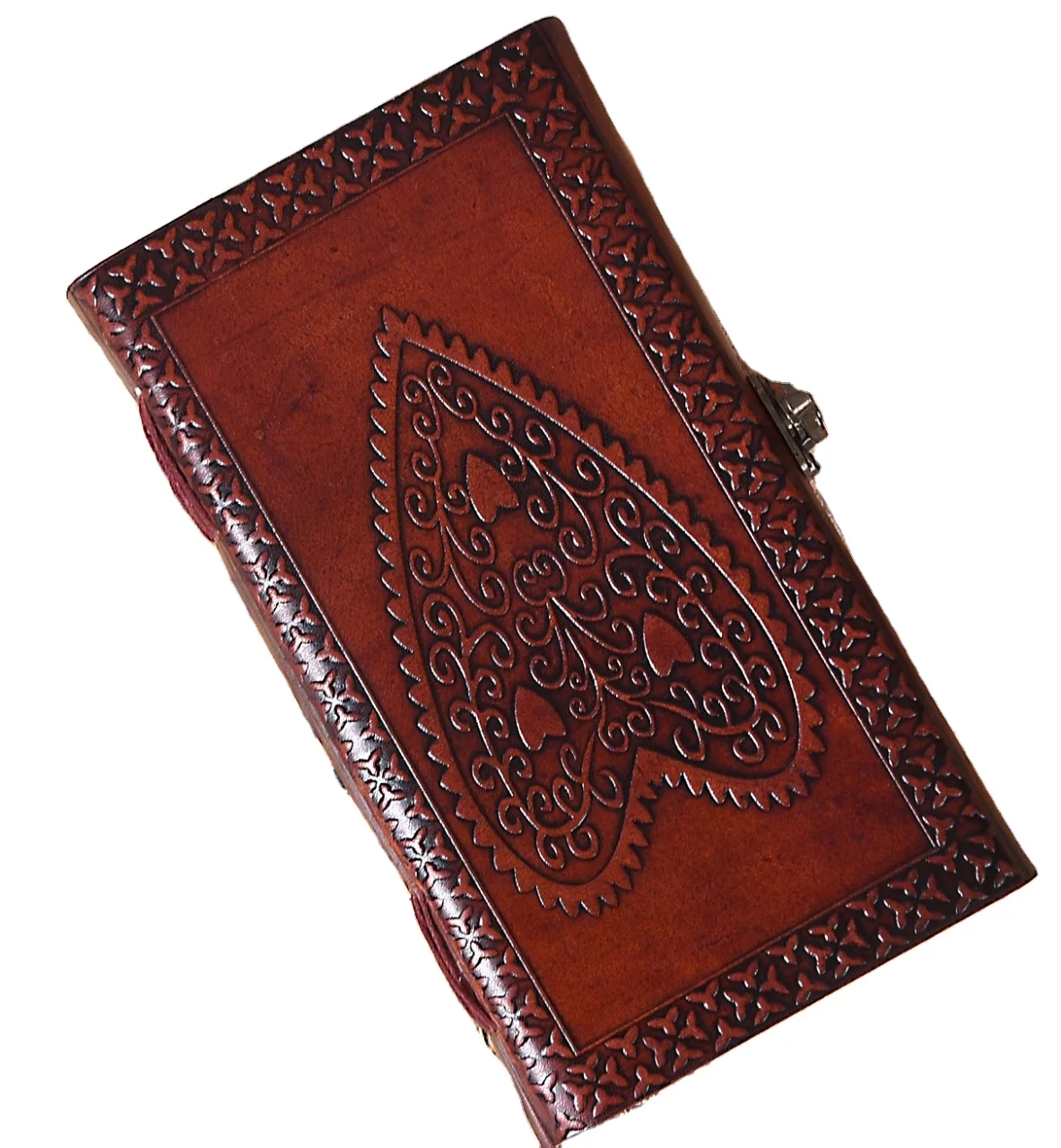 Heart Shape Embossed On Leather Journal With Lock Has Handmade Recycled Papers Of 125 GSM Used for Writing Thoughts