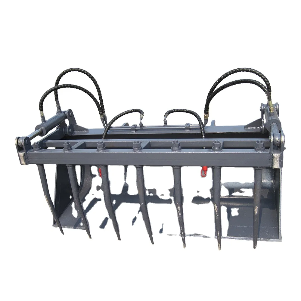 Loader attachments can be customized including a trailer fork a hydraulic wood grab fork  European-style quick hitch