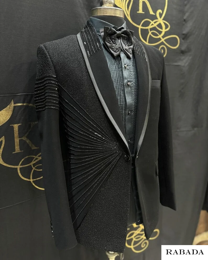 Black Designer hand embroidered tuxedo suit mens special suit Wedding Jodhpuri Indian Jacket Designer Jodhpuri Suit