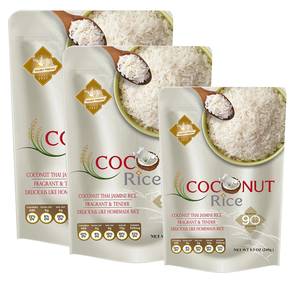 Instant meal - Coconut Rice Thai Jasmine Rice Pack in Pouch 240g Instant Rice Microwave Ready Food
