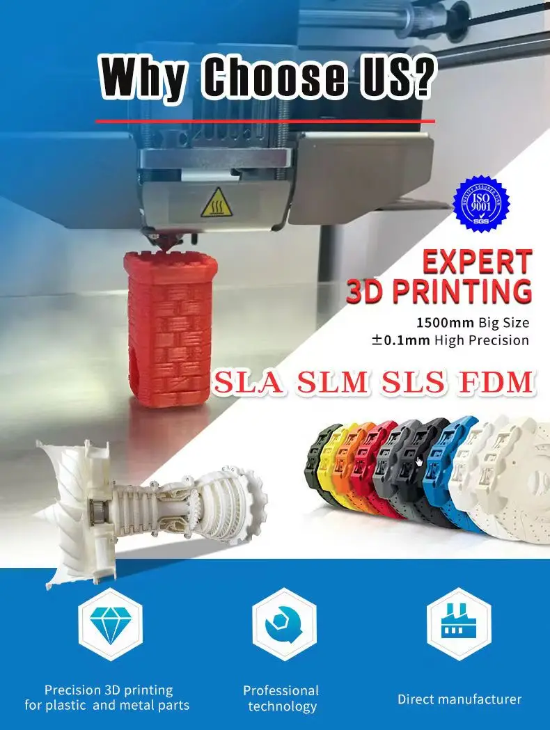 Customized 3D Printing Metal Parts STL Printed Metal Part Custom Design Instant SLM 3D Printing Service