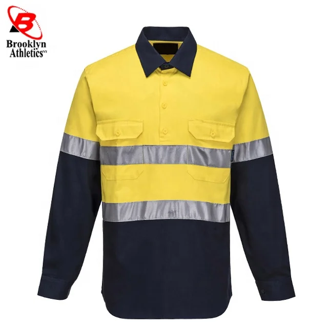 Safety High Visibility Long Sleeve Construction Work Shirts Pack for Men