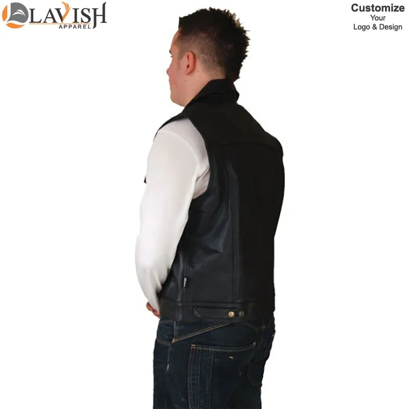 Men Waterproof Pure Leather Vest  Gilet 100% Genuine Leather Vest Customized Color Top Quality Logo Printing