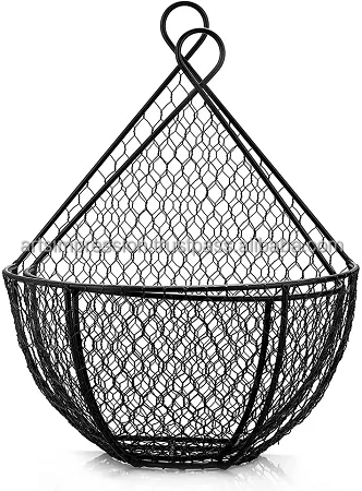 metal black three tier wire Basket for Kitchen Cabinet with custom handle Storage Basket Metal Wire basket With fine quality
