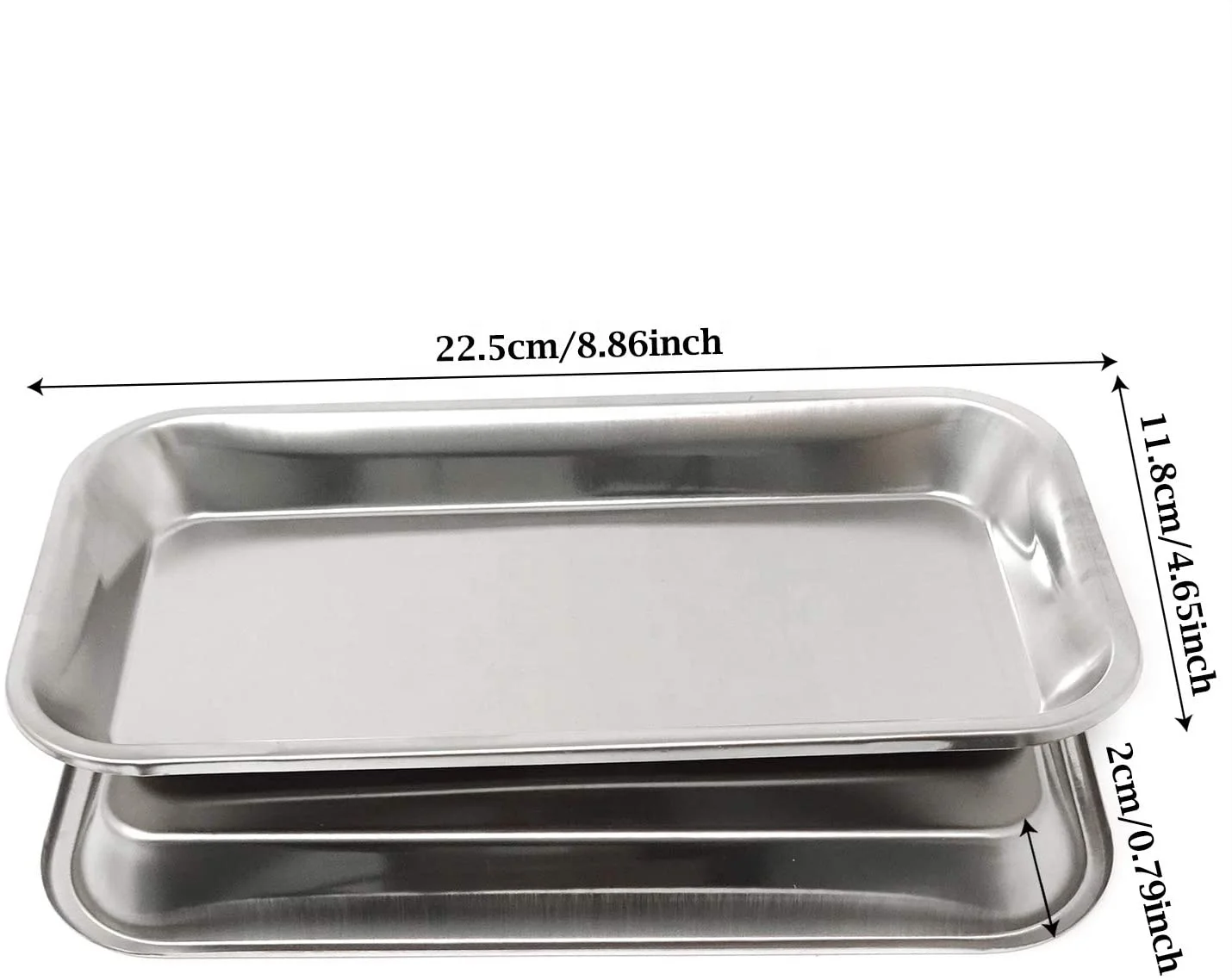 Медицинские лотки из нержавеющей стали стоматологические хирургические (2 шт. в упаковке)