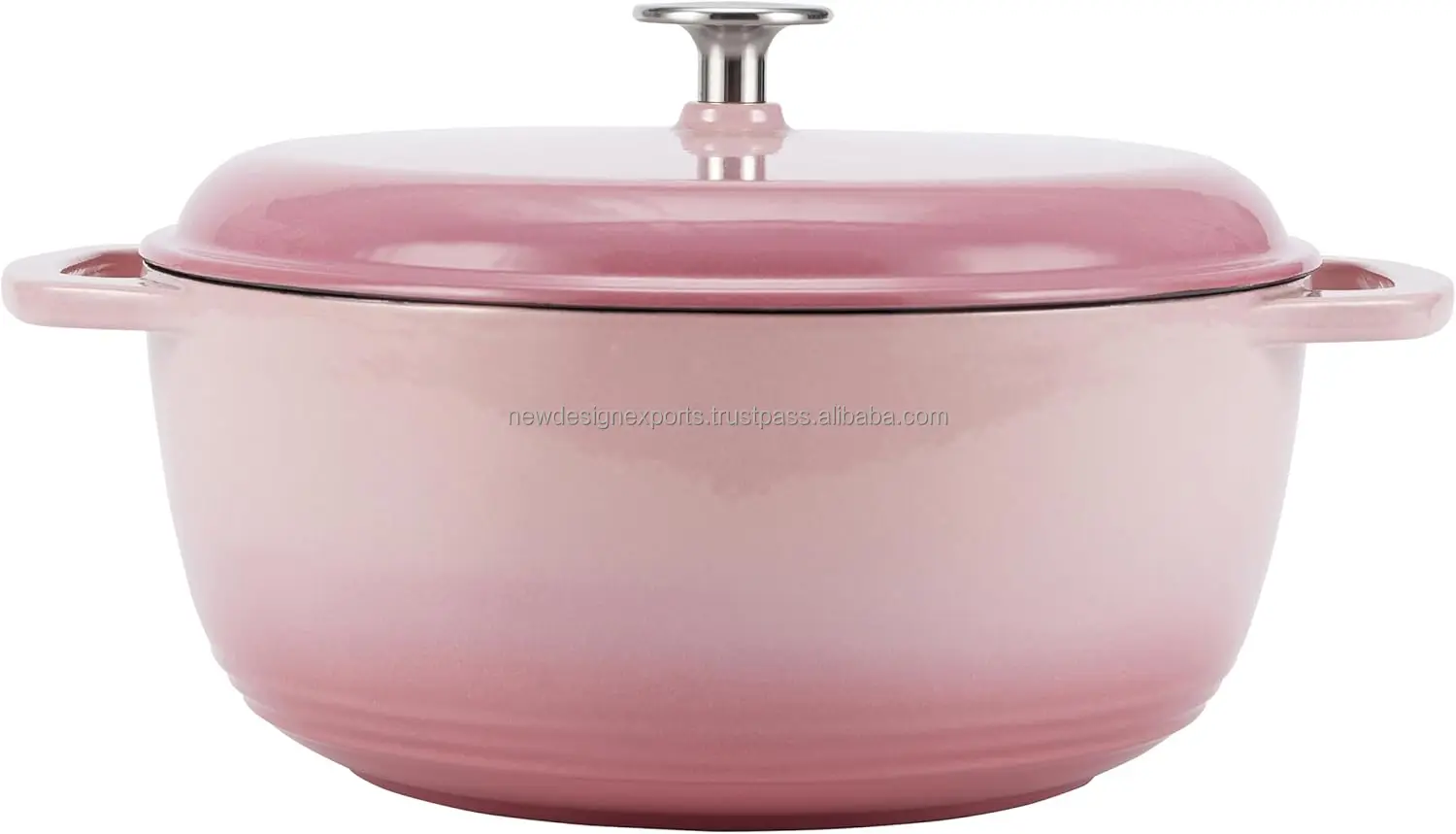Light Pink Cast Iron Round Dutch casserole with lid