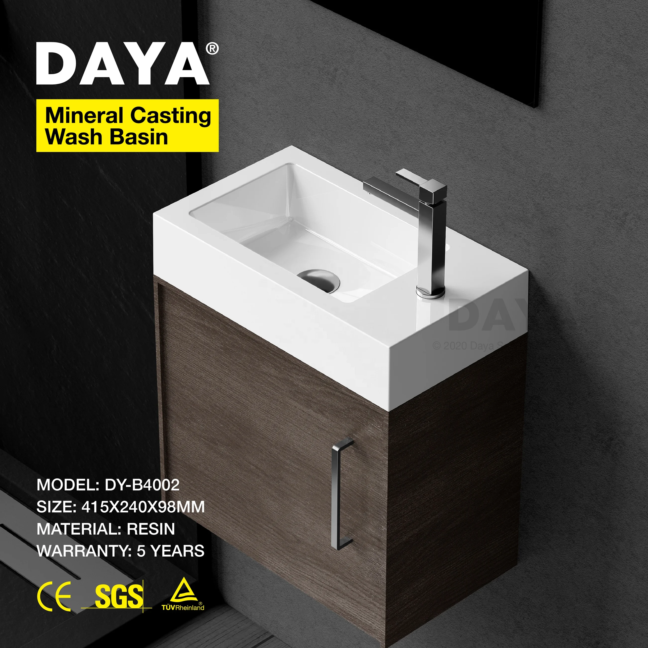 High-grade Apartment Counter Top Wash Basin White Small Rectangular Sink Easy Clean Bathroom Lavabo