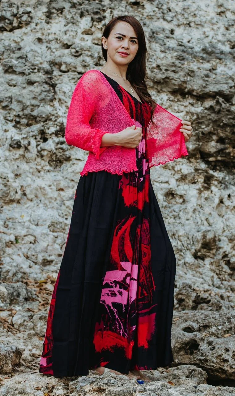 Versatile Collection IKAT Bali Shrug Poncho loose Knit Top Style Cover Up Dress Clothing Casual Party Vacation Wear Button Up