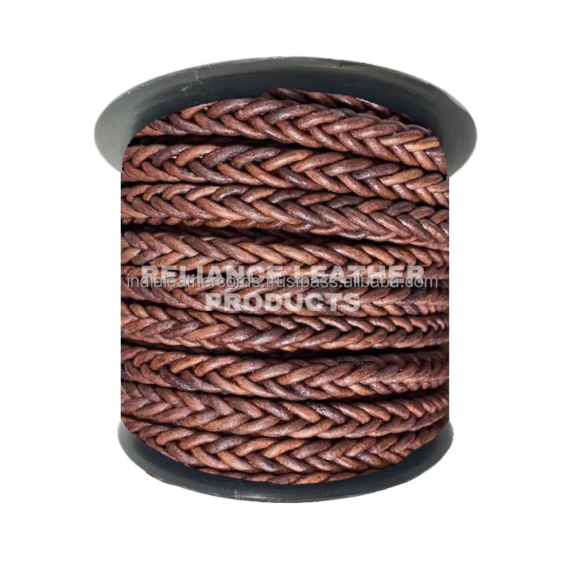 Оптовая продажа античные Красные Коричневые Плетеные квадратные кожаные шнуры 8 слоев идеально подходят для браслетов ожерелий DIYCraftProject размер и цвет на заказ