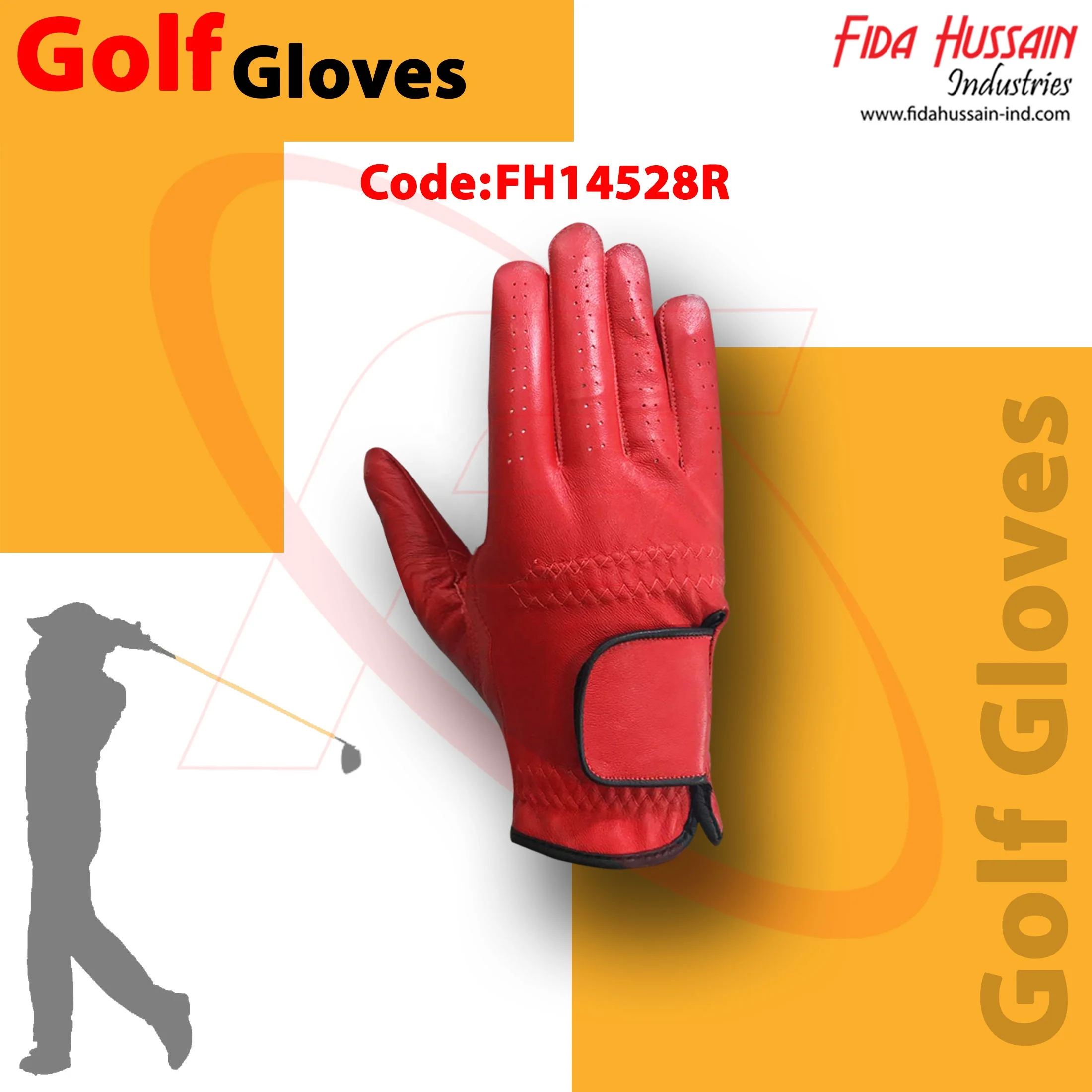 Hot Selling Breathable Premium Soft leather Golf Gloves In Red Color Comfortable Soft Red Leather Sports Safety Handschuhe