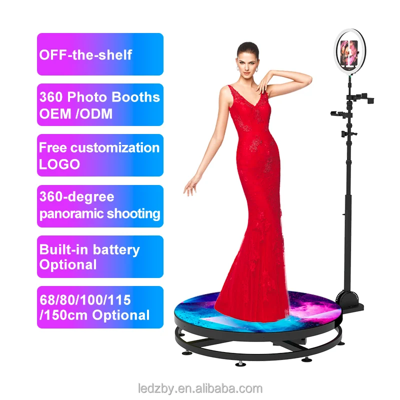 Video camera portable 360 degree photo booth wireless automatic rotating selfie wedding business photobooth