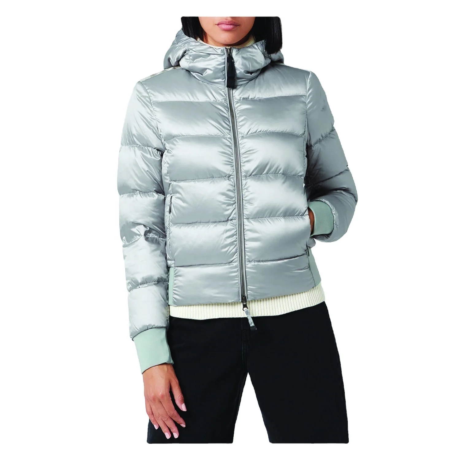 Женская блестящая нейлоновая куртка-пуховик 2023 зимы