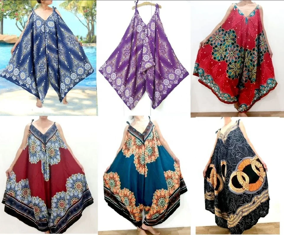 Комбинезон-шаровары Alladin в стиле хиппи в стиле бохо, комбинезон для йоги с широкими штанинами, комбинезон-шаровары с принтом мандалы в стиле арт-деко, пляжная одежда