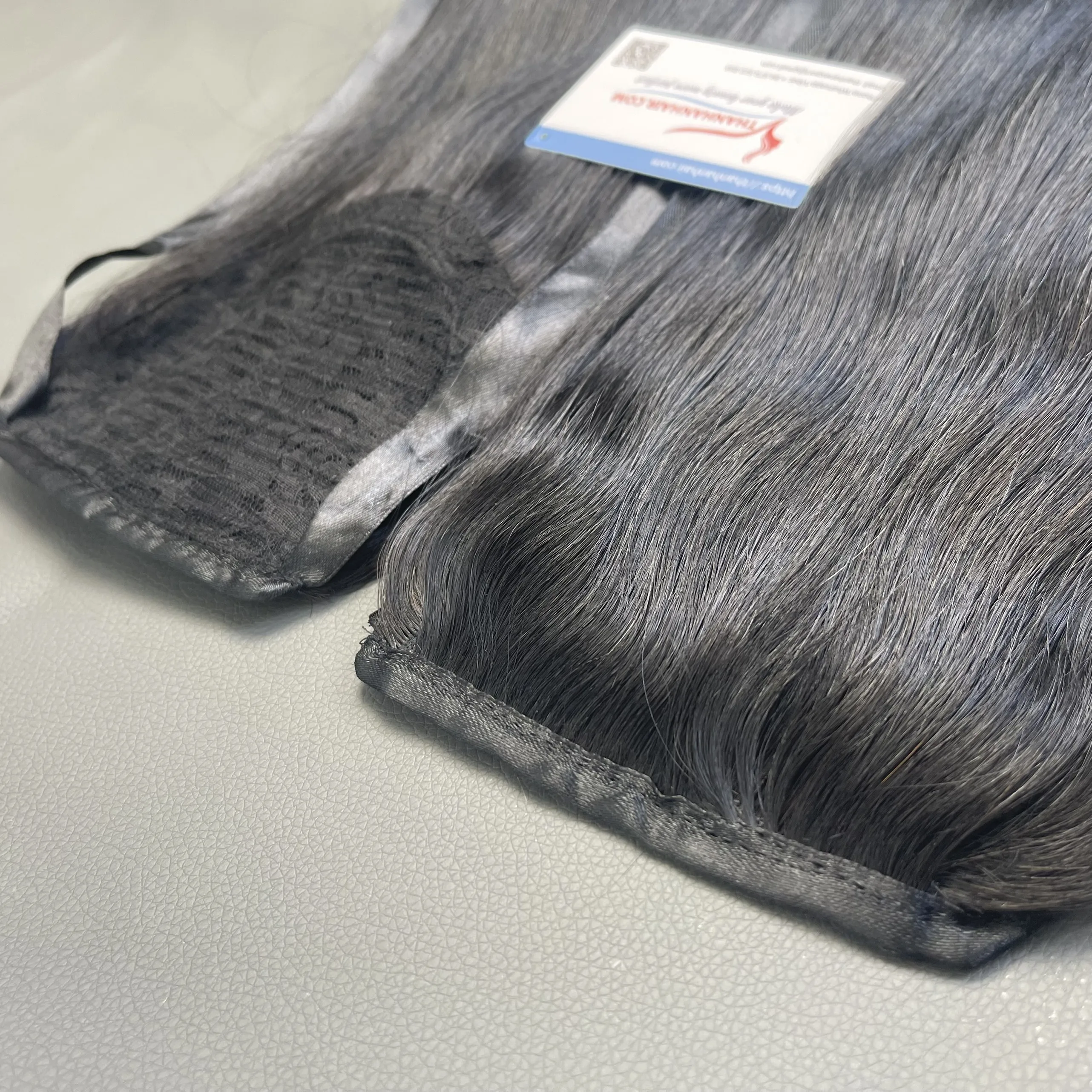 Wholesale price Natural Black Ponytail Hair Extensions 100% human hair best quality very silky no tangle no shedding large stock