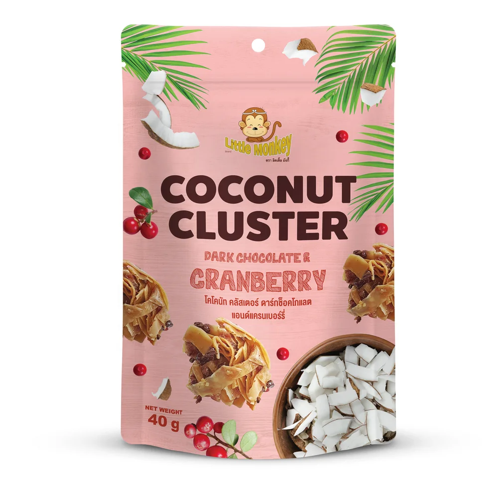 Thailand Dark Chocolate and Cranberry Flavor Coconut Cluster Little Monkey