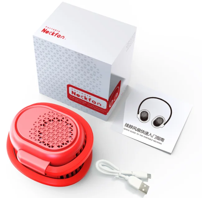 Promotion Bladeless Hanging Neck Fan with 3 Wind Speeds Indoor Outdoor Use Cooling Fan Wireless Charger