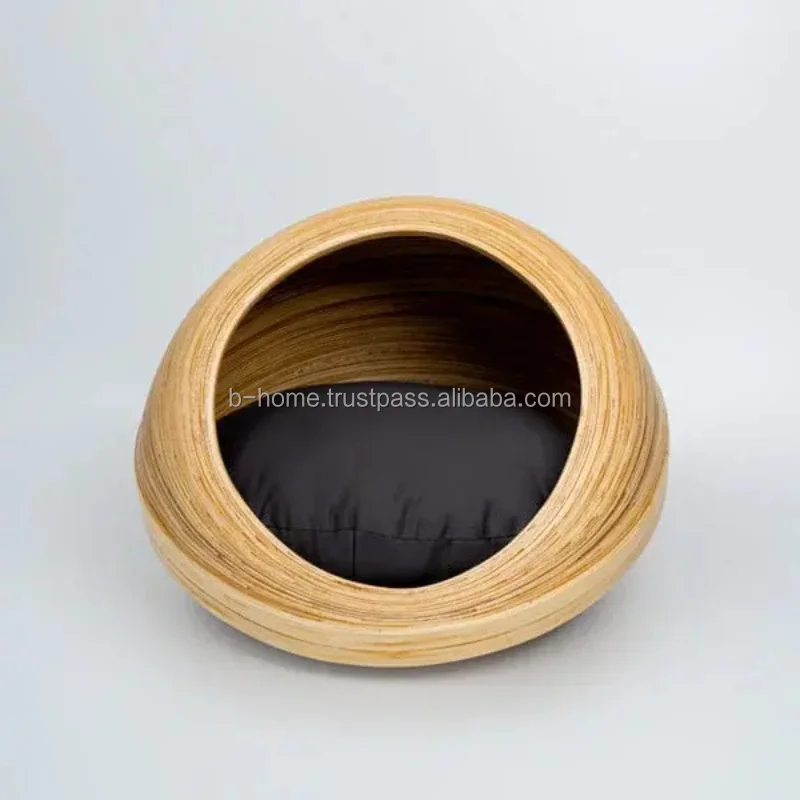 Handmade Natural Wood Spun Bamboo Roll Pet Bed Wicker Material Cat and Dog House Handicraft