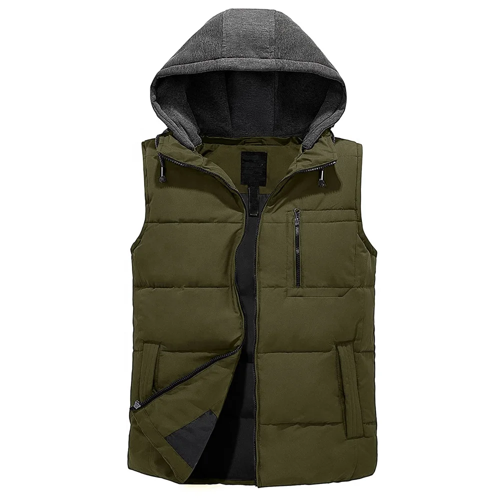 Custom Puffer Vest Men Quilted Winter Padded hooded Sleeveless waistcoat Gilet for Casual gilet Work Travel Outdoor OEM