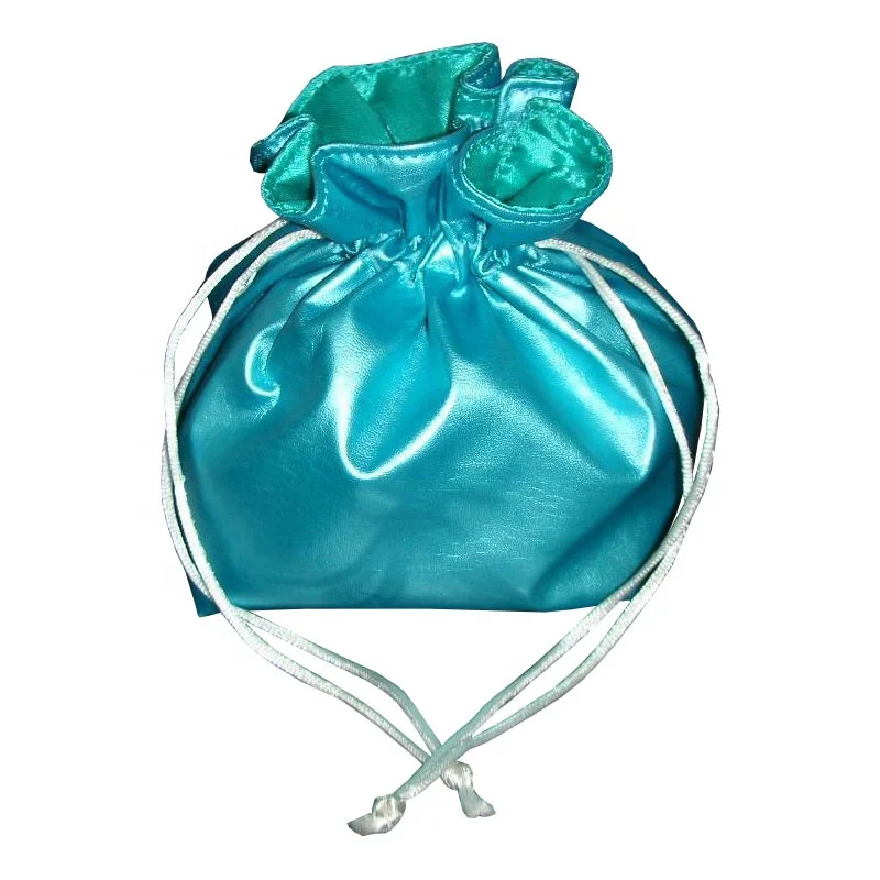 Hiigh Quality PU Leather Custom Drawstring Cosmetic Bag Imitation Leather With Inside Satin Lined Drawstring Pouch