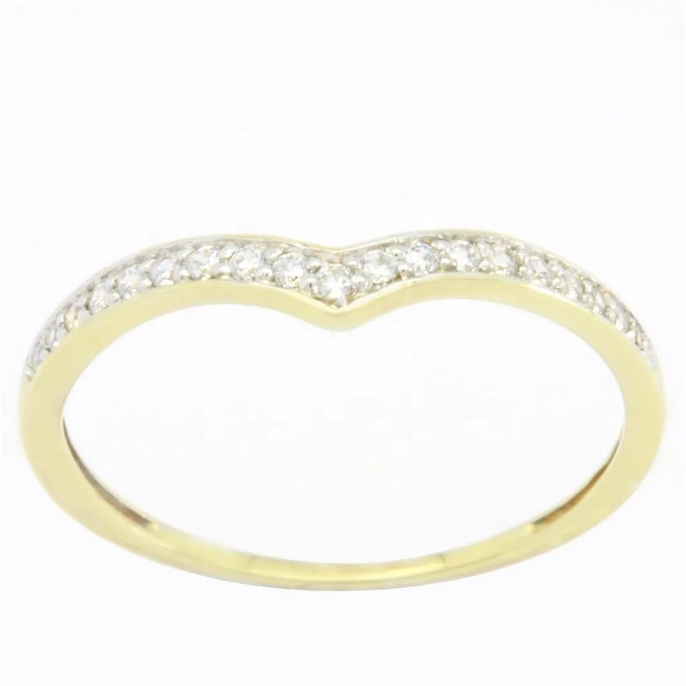 OEM V Shape Light Weight Ring Gold Plating In 18K Yellow Gold Round Diamond Bridal Wedding 0.11ct Finger Ring