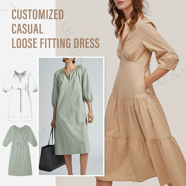 Новое 2023 осеннее женское платье с длинным рукавом свободный дизайн простое Повседневное на заказ свободные