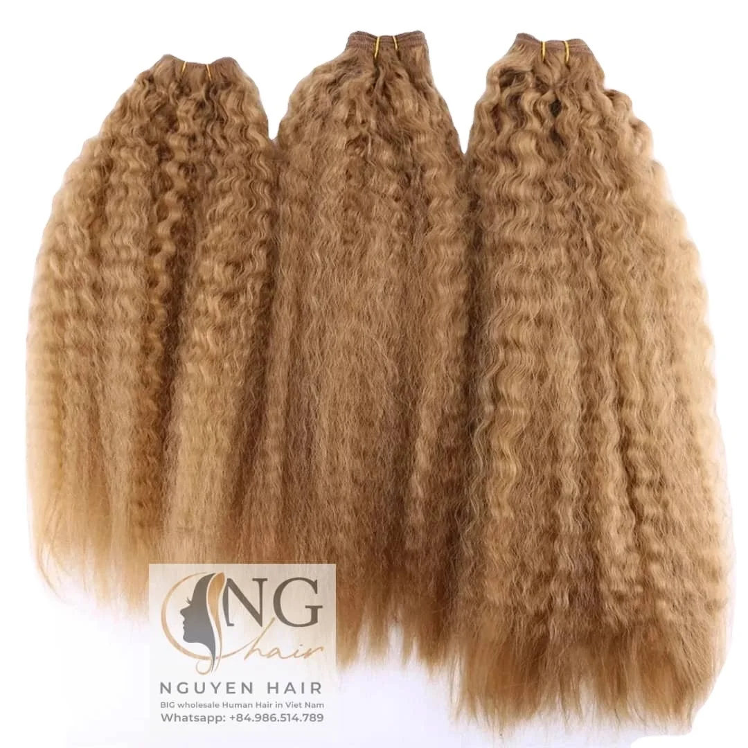 Bundles Kinky straight Hot Selling, Kinky straight Weft wig hair Extensions Full Color 100% VietNamses Human Hair Made In VN.