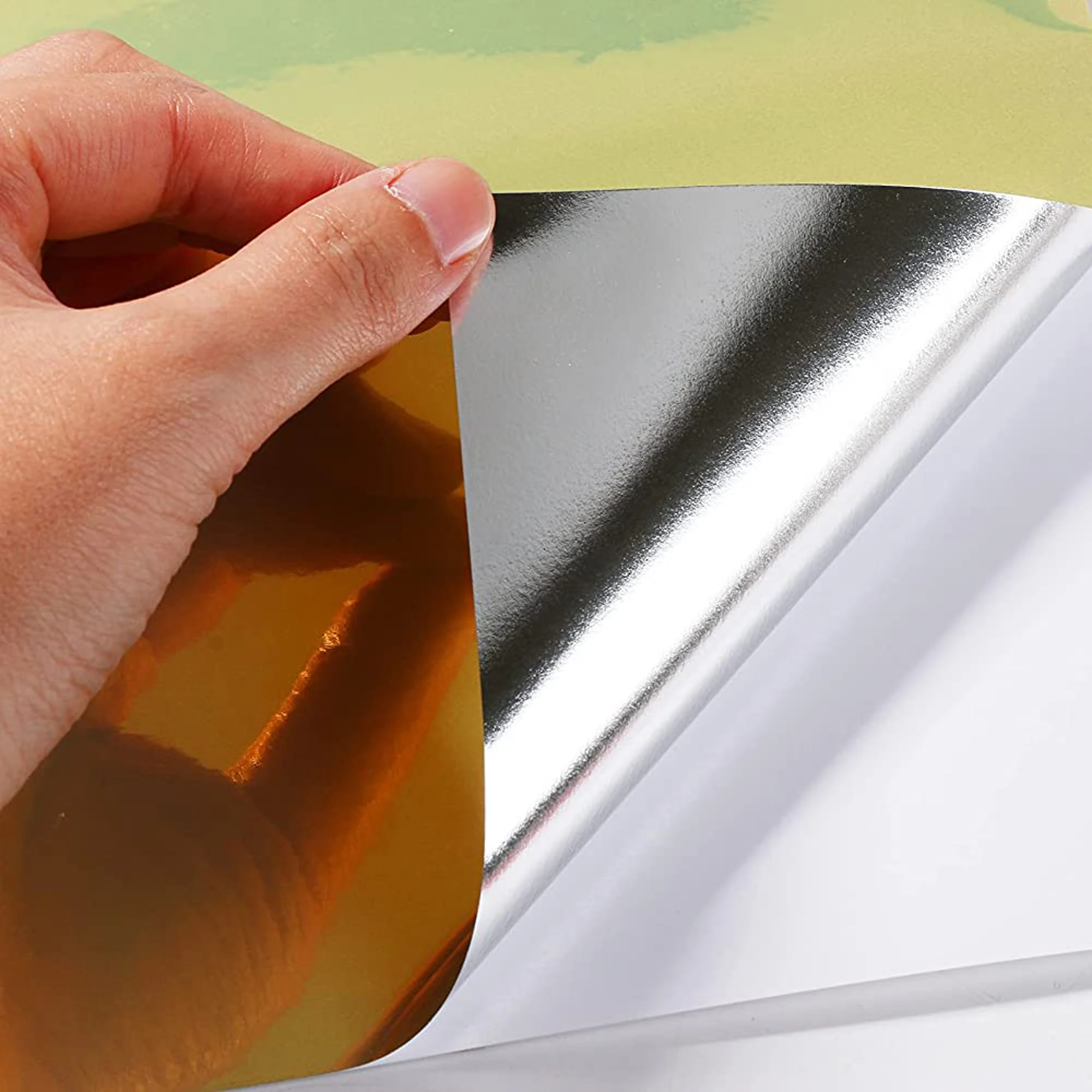 Chrome Adhesive Gold Inkjet Printable Vinyl Sticker Paper PP Polished Chrome-like Finish Golden Vinyl For Outdoor Use