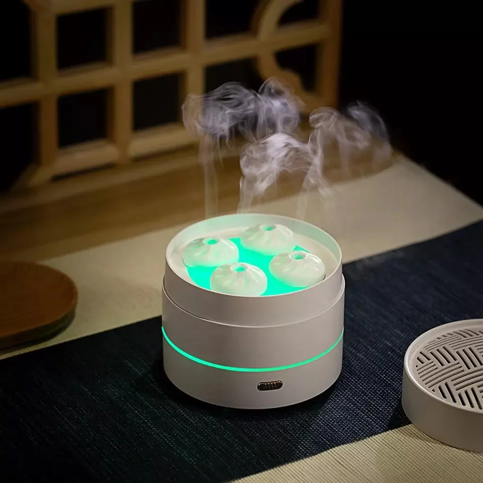 Steaming Bun Aroma Diffuser 200ml USB Ultrasonic Air Humidifier LED Night Light Essential Oil Diffuser Aromatherapy Diffuser