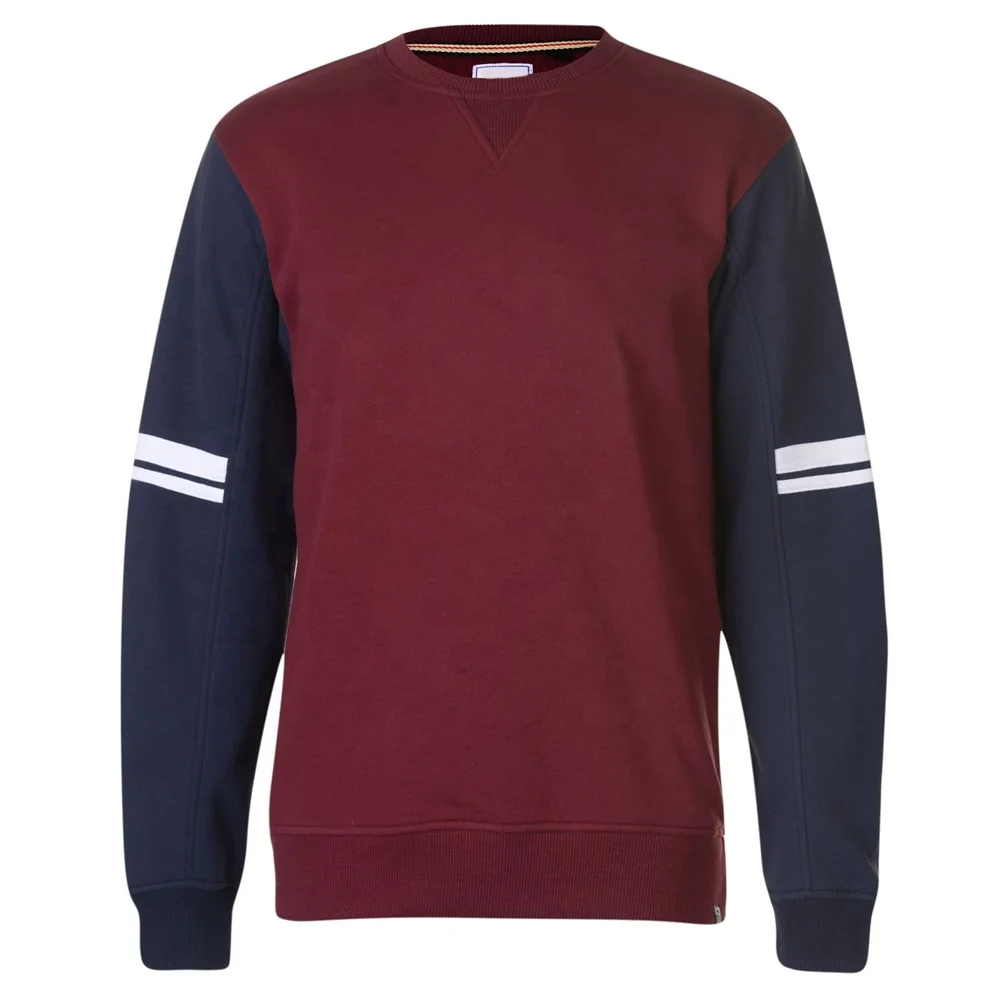 High Quality Contrast Sleeves Sweatshirt | Street Wear Casual Clothing 100% Organic Cotton Red & Blue Color Sleeves Sweat Shirts