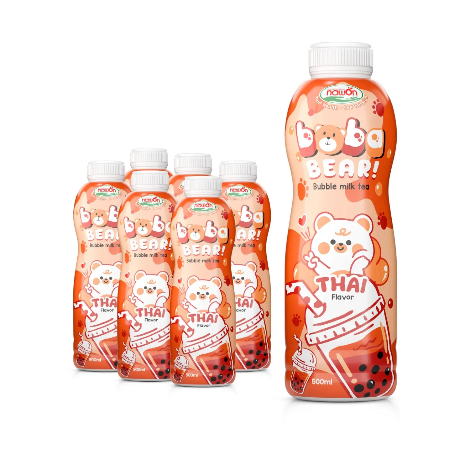 Trending Boba Bear Taro Milk Tea 500ml Milk Tea Packed PP Bottle Nawon HALAL Beverage Manufacturer Wholesale Best Price
