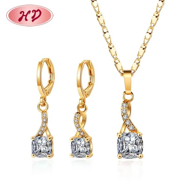 MATURE WOMEN LOVE fashionable aretes minimalista stone gold plated wedding party gift cubic zirconia jewelry sets in bulk