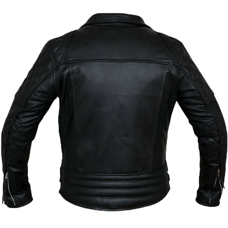 Wholesale Long Sleeve Black Motorcycle Mens Real Splicing Genuine Leather Jacket Mens
