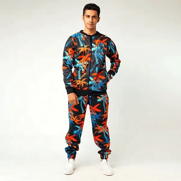 Красивые джоггеры с цветочным рисунком костюм для бега брюки курткой на молнии сублимированные принты