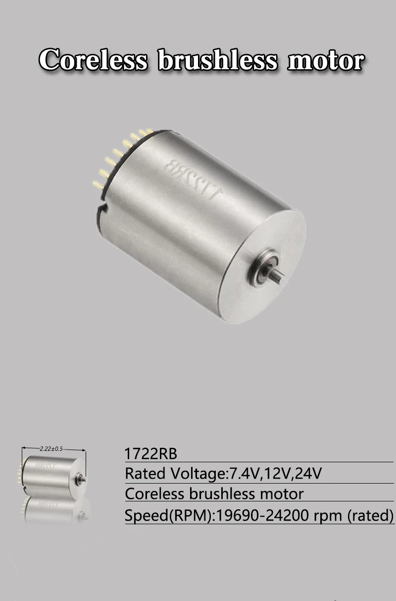 Faradyi Customized 17*22mm High Speed Coreless Motor BLDC 5V 7.4V 12V 24V 25000Rpm Slotless Motor For Smart Robot