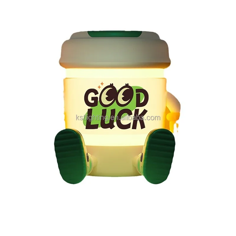 2024 new release product creative cute good luck graffiti happy phone holder coffee cup shape kids led night light