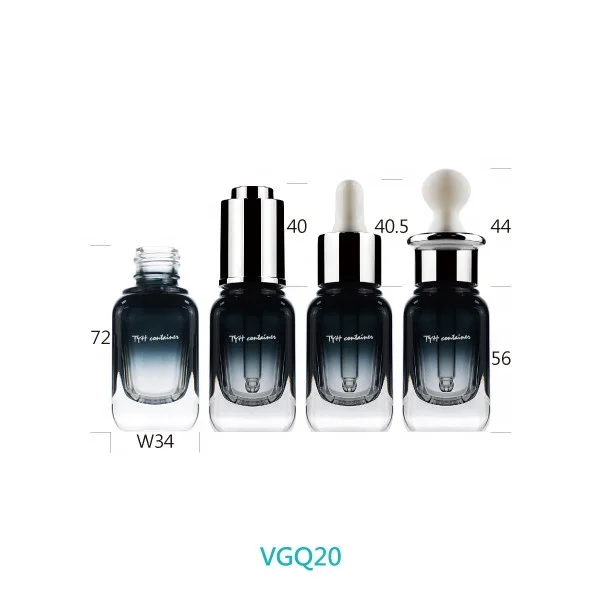 (VGQ) 10ml 20ml 40ml Square Glass Bottle with Dropper