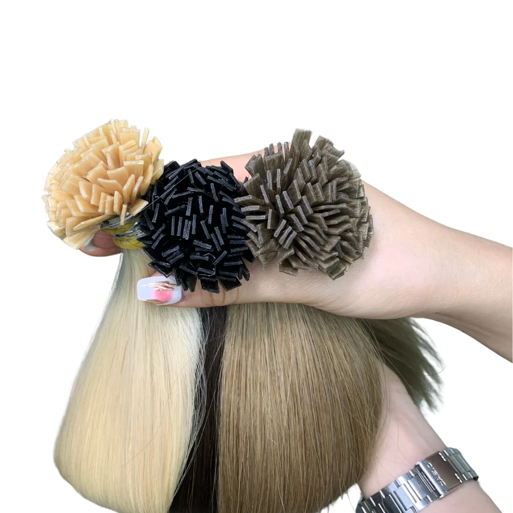 Wholesale Keratin Flat-tip Hair Extensions thick end tails natural looking Vietnamese virgin hair customized colors and lengths