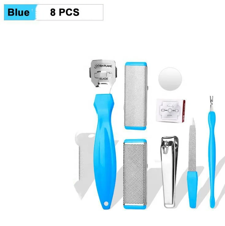 Original Factory Pedicure Kit 10 In 1 Blue Set Foot Files Fancy Pedicure Kits Finger Nail Acrylic Cutter Dead Skin Foot Scrub