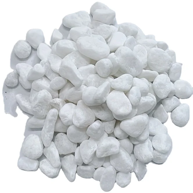 Super Cheap Tumbled Unpolished 10-80mm snow white pebbles tumbled stone pebble for garden landscape decoration outdoor Gravel