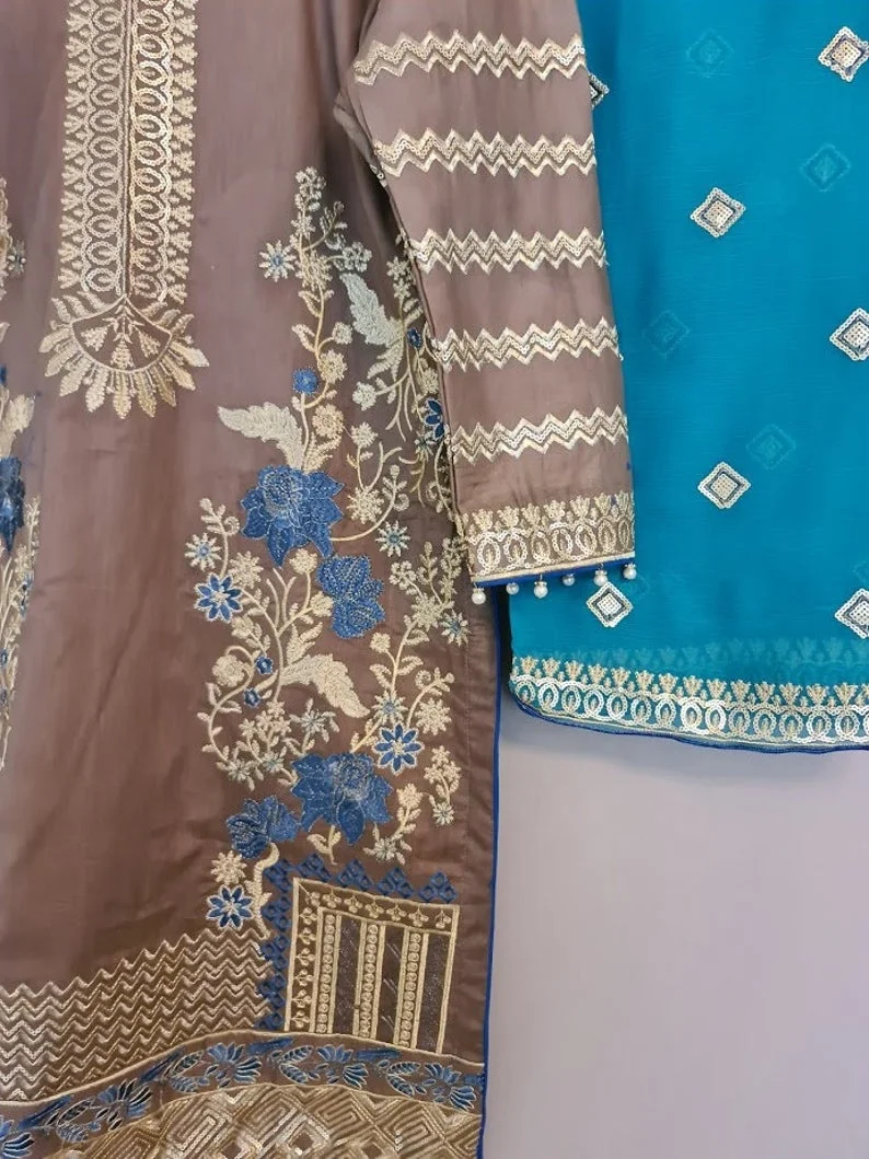 Индийский пакистанский Вышитый Костюм шальвар камиз газон горячая Распродажа платье 2021