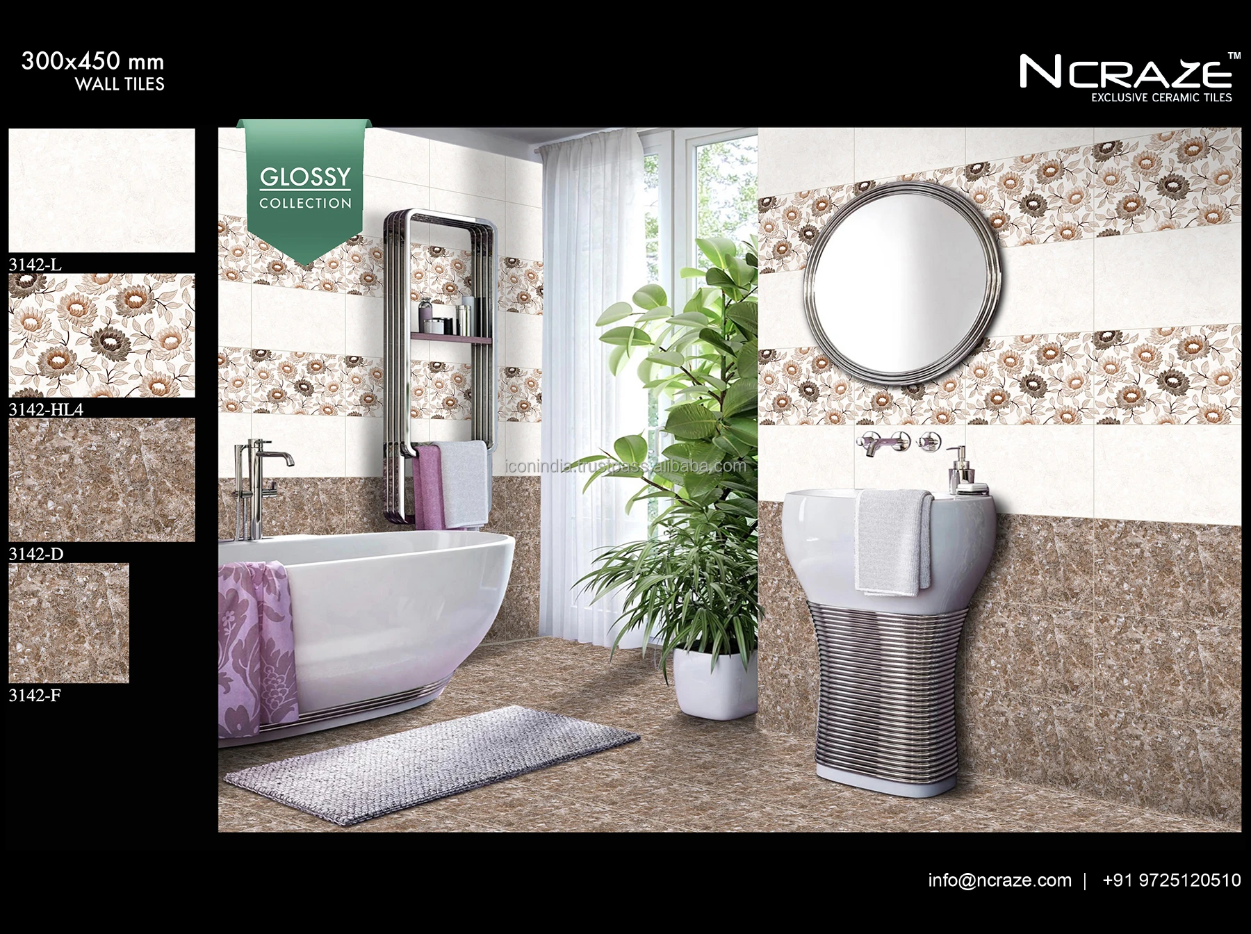 Керамическая настенная плитка по очень низкой цене размером 300x450 мм с глазурованной глянцевой отделкой для